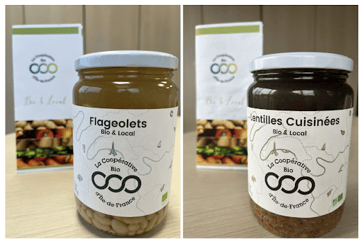 Exemples de produits élaborés dans la légumerie de la Coop Bio à Combs-la-Ville.