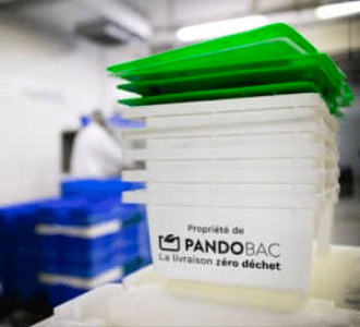 Exemple de solutions de contenants réutilisables pour les professionnels de l’alimentaire, mis en place par la société Pandobac