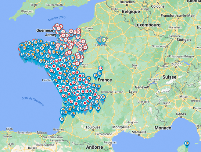 Réseau de distribution du lait d’En Direct des Éleveurs en France